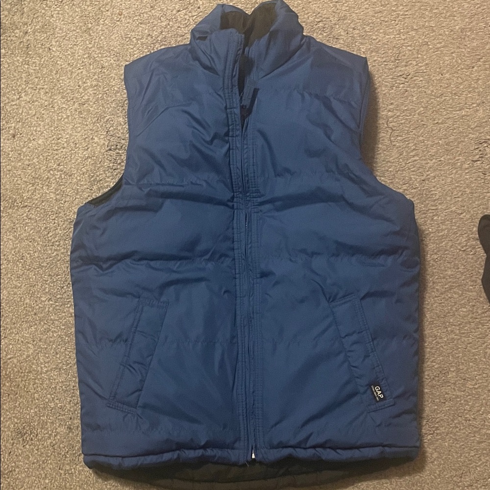 GAP Blue Quilted Puffer Vest with Zip